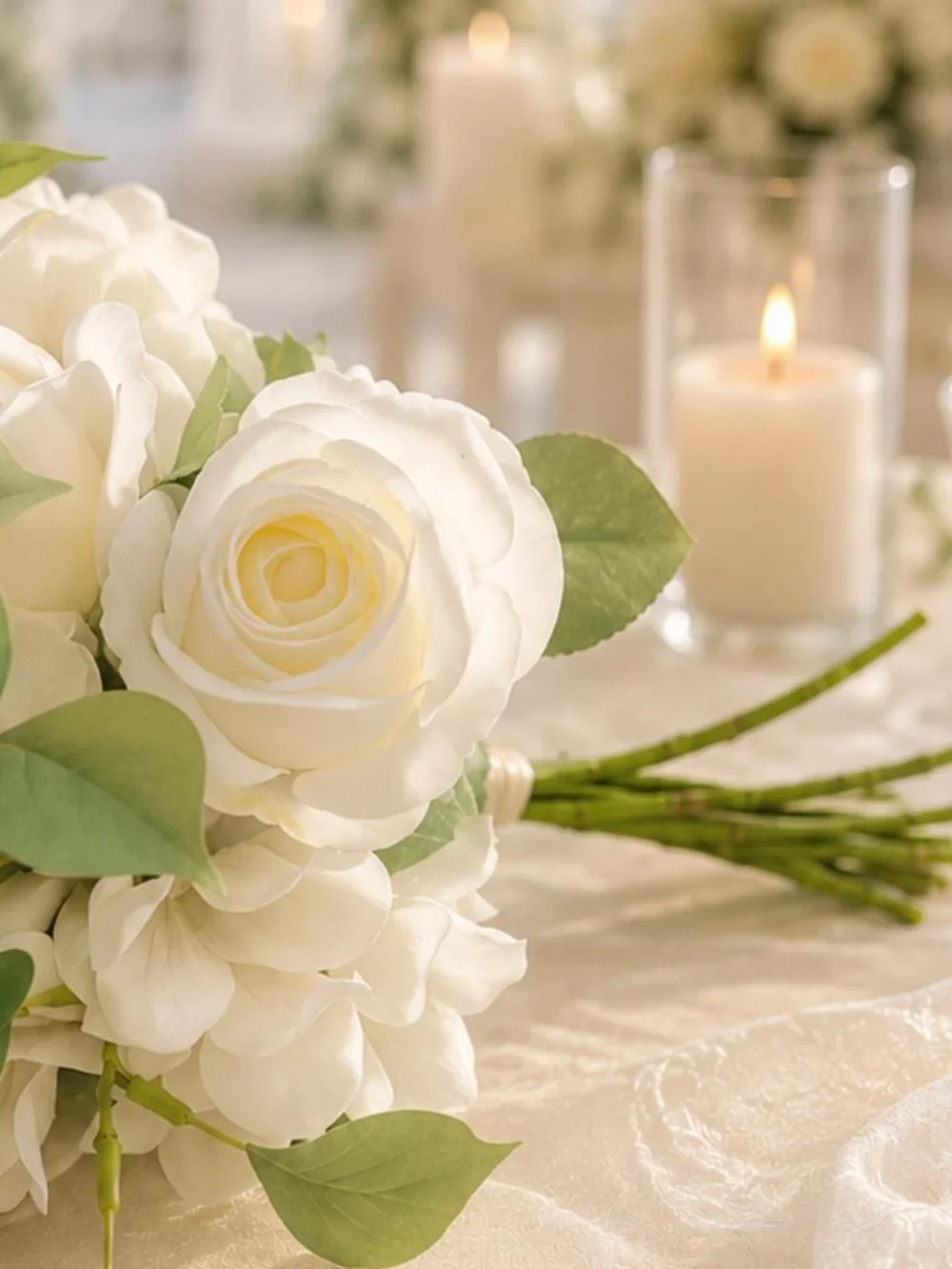 Custom Made Realistic Wedding  Bouquet Silk Roses, Sage & Eucalyptus Greenery